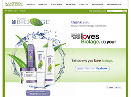 Matrix Biolage Hydratherapy website design by dzine it